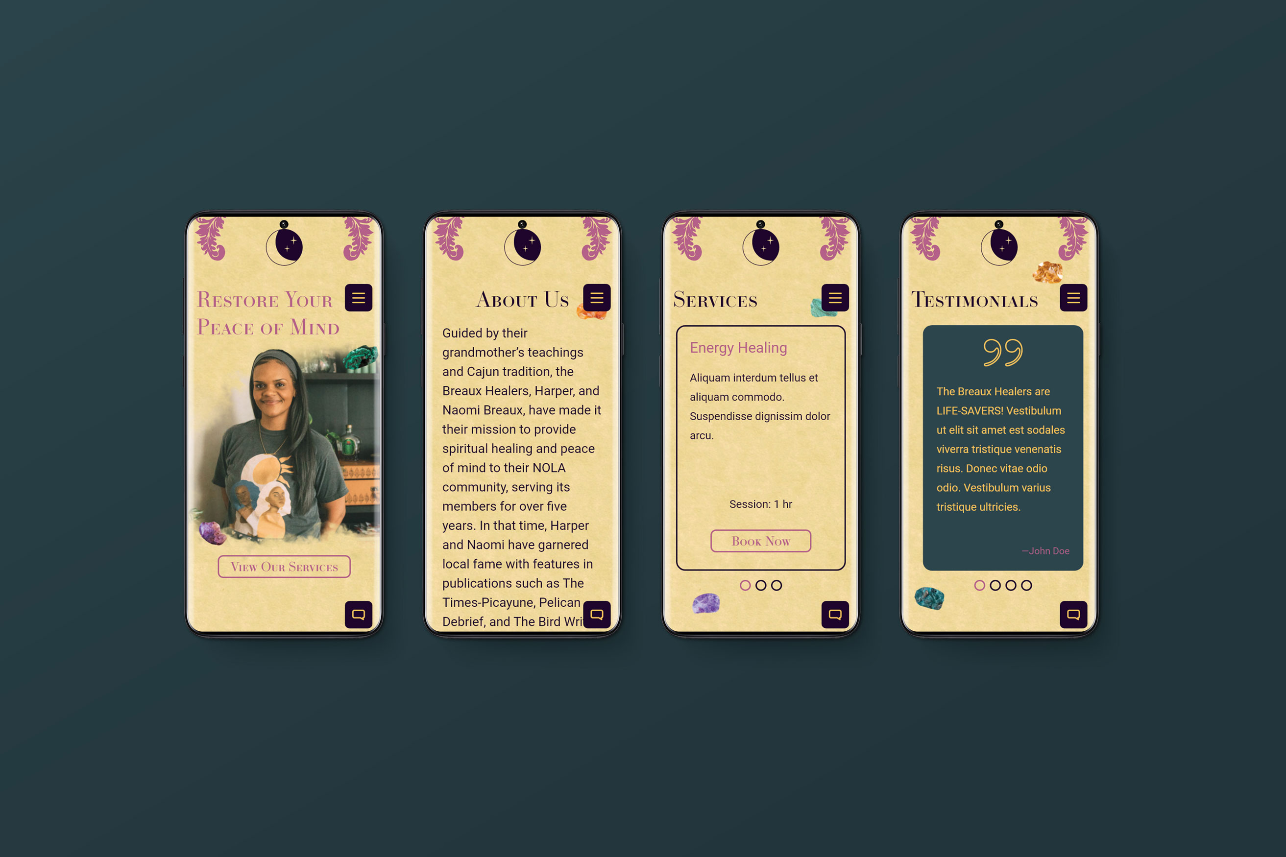 Breaux Healers landing page