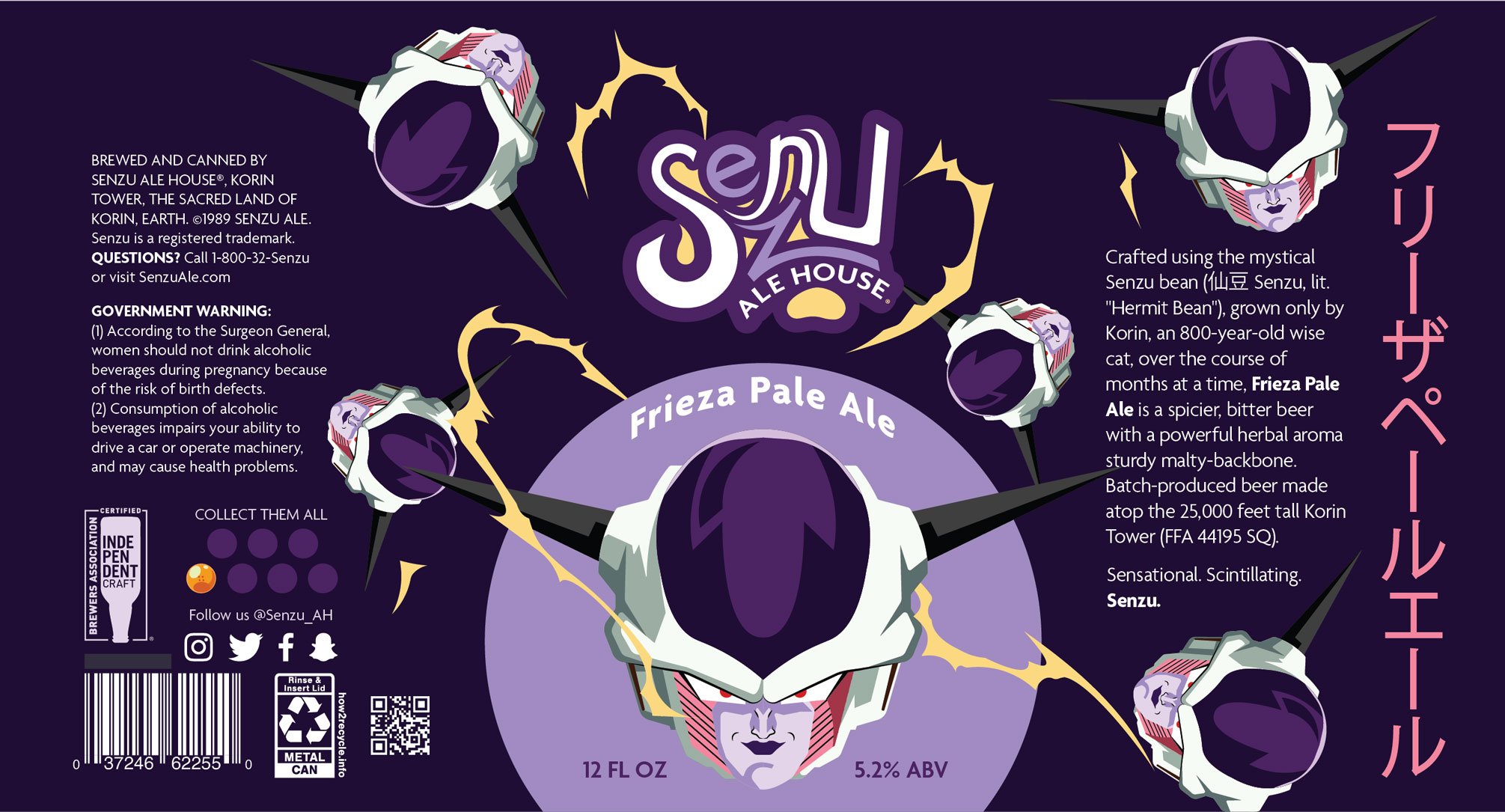 Senzu Ale House 12oz beer label
