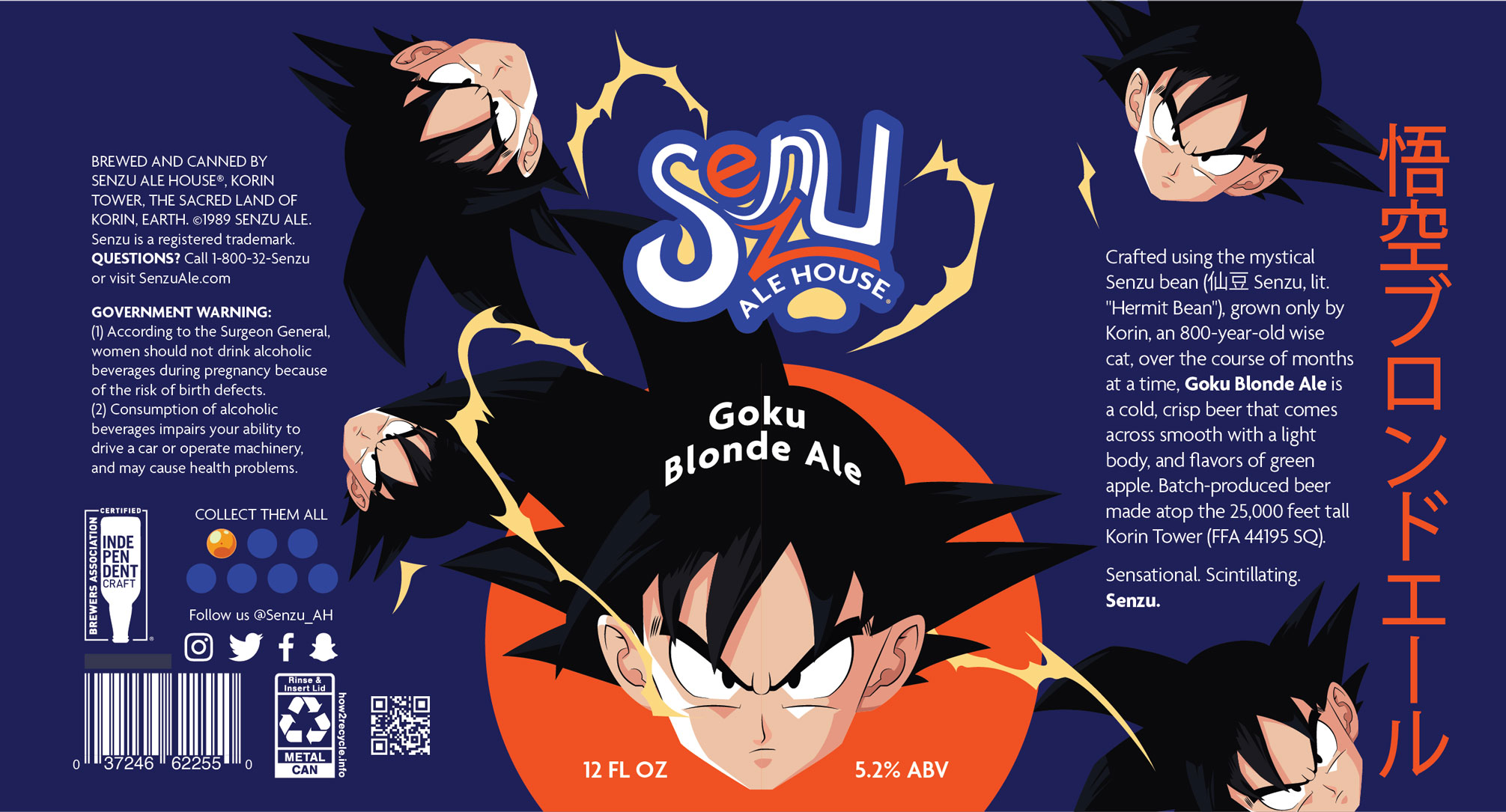 Senzu Ale House 12oz beer label