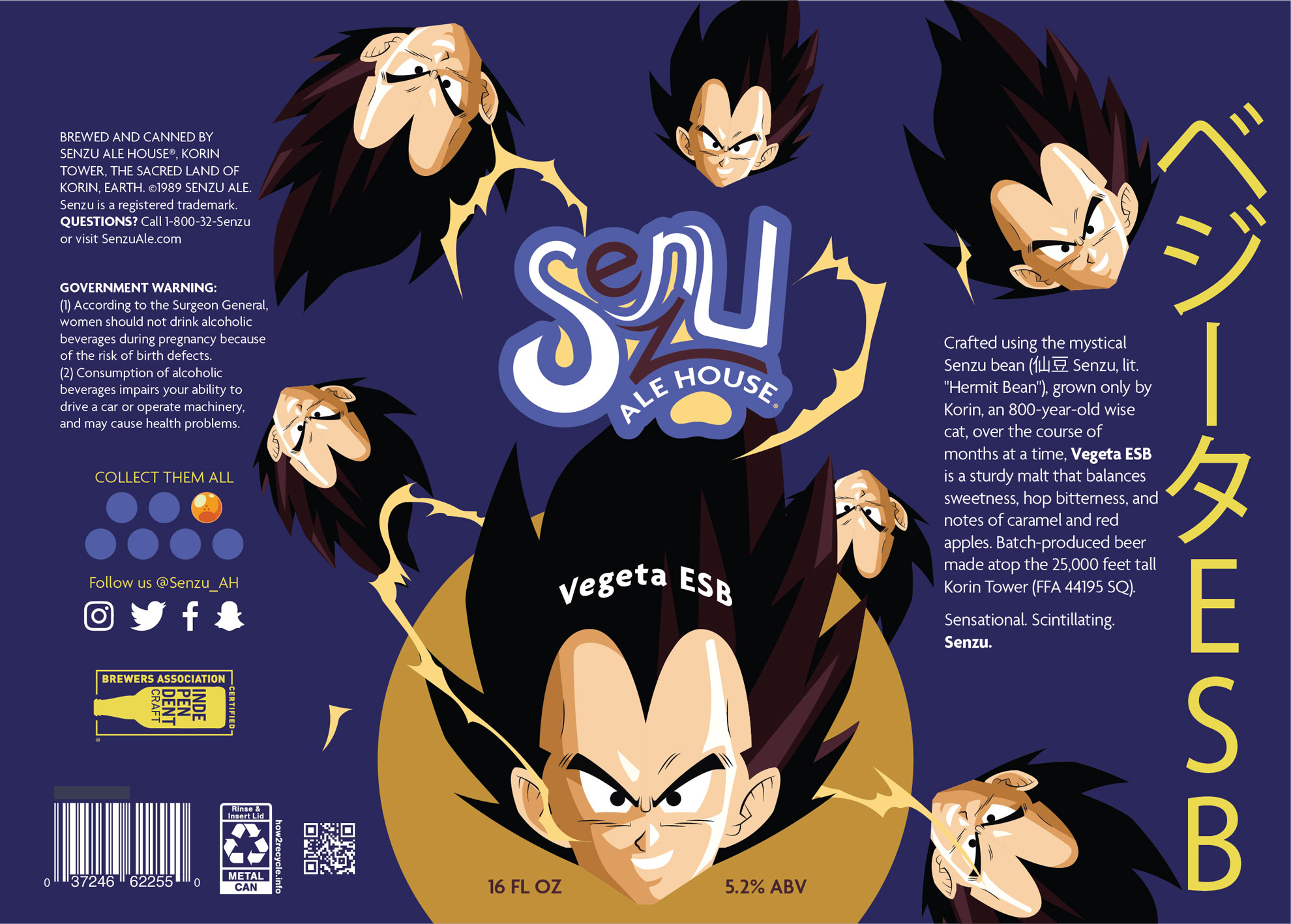 Senzu Ale House 16oz beer label