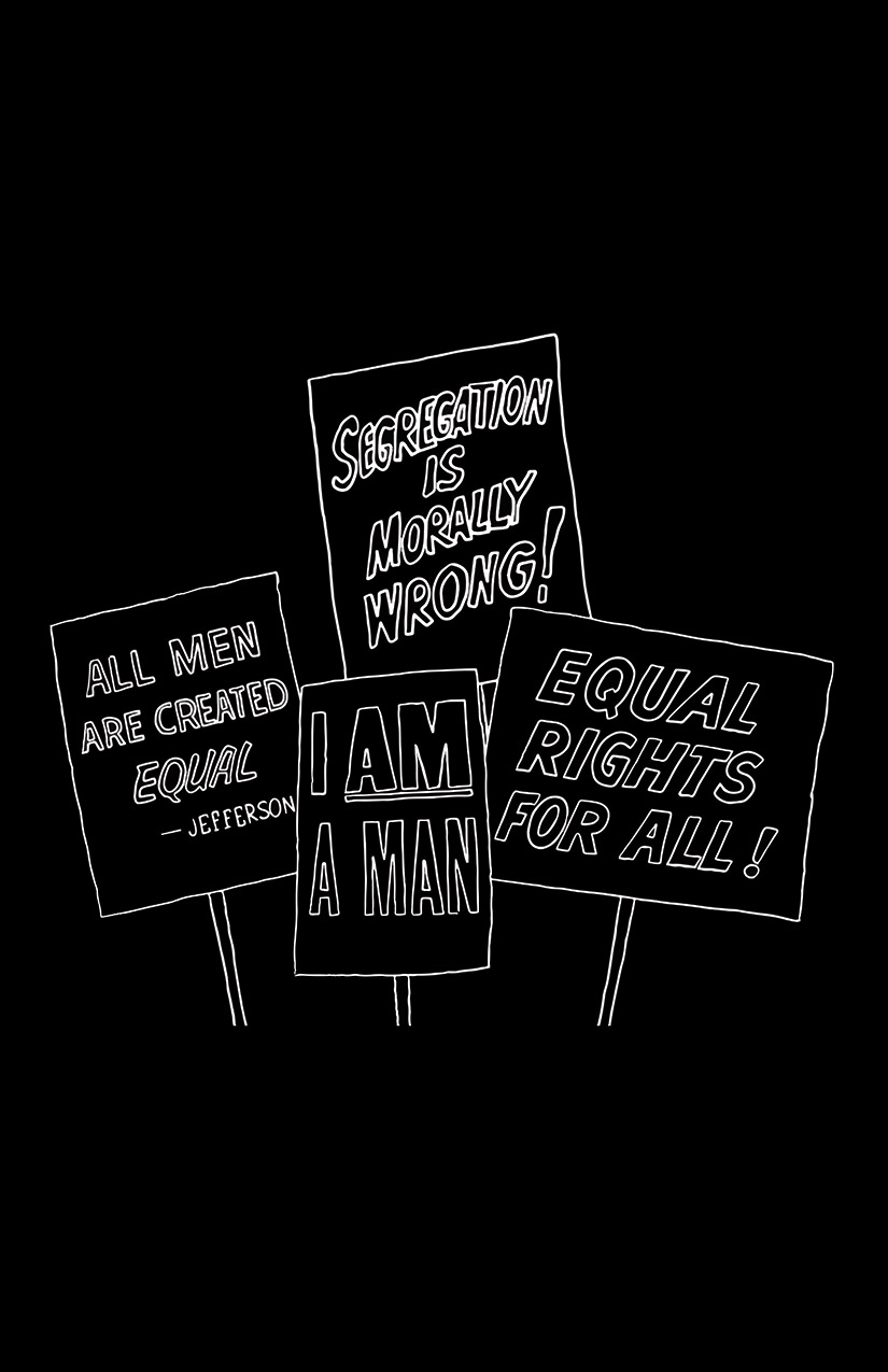 Separate but Equal protest signs